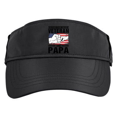 Blessed To Be Called Veteran And Papa Grandfather Gift Adult Drive Performance Visor