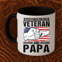 Blessed To Be Called Veteran And Papa Grandfather Gift Mug
