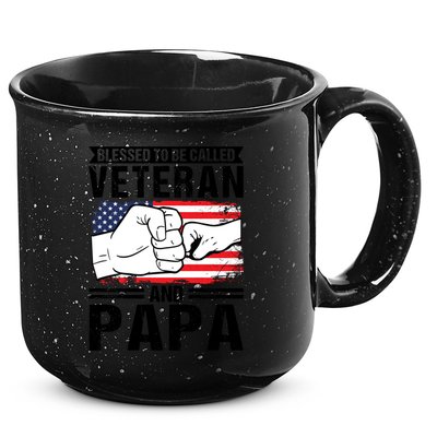 Blessed To Be Called Veteran And Papa Grandfather Gift 15oz Campfire Ceramic Mug