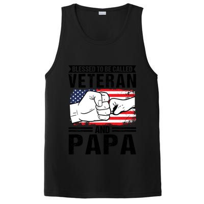Blessed To Be Called Veteran And Papa Grandfather Gift PosiCharge Competitor Tank