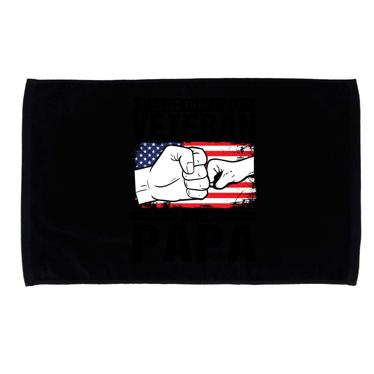 Blessed To Be Called Veteran And Papa Grandfather Gift Microfiber Hand Towel