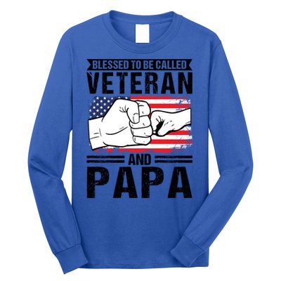 Blessed To Be Called Veteran And Papa Grandfather Gift Long Sleeve Shirt