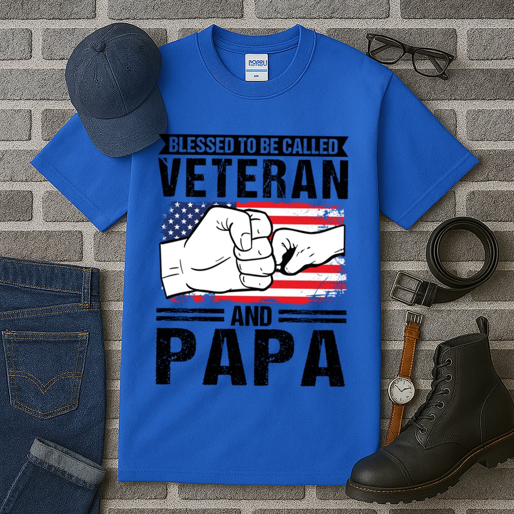 Blessed To Be Called Veteran And Papa Grandfather Gift Tall T-Shirt