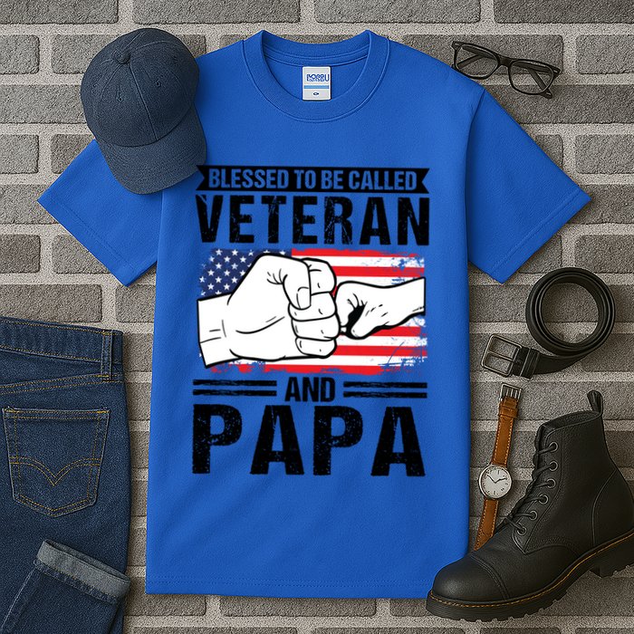 Blessed To Be Called Veteran And Papa Grandfather Gift Tall T-Shirt