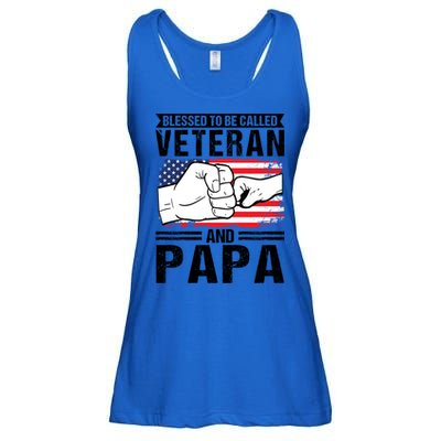 Blessed To Be Called Veteran And Papa Grandfather Gift Ladies Essential Flowy Tank