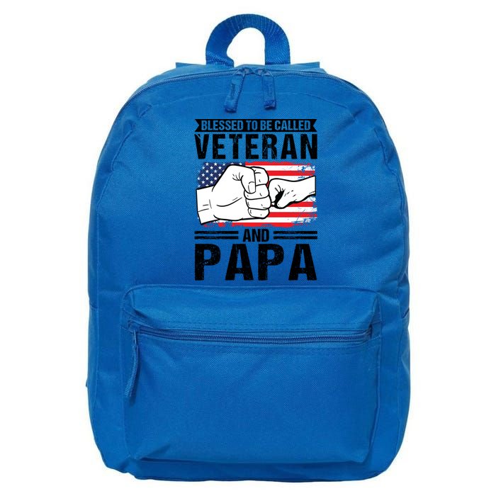Blessed To Be Called Veteran And Papa Grandfather Gift 16 in Basic Backpack