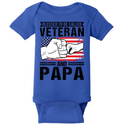 Blessed To Be Called Veteran And Papa Grandfather Gift Baby Bodysuit
