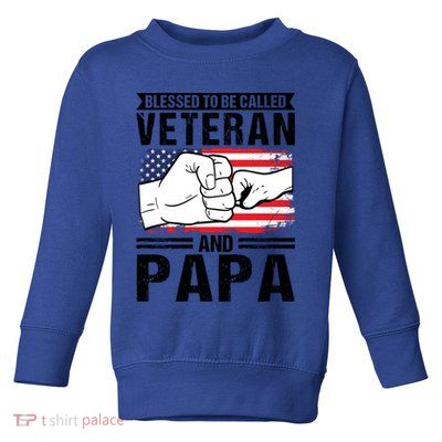 Blessed To Be Called Veteran And Papa Grandfather Gift Toddler Sweatshirt