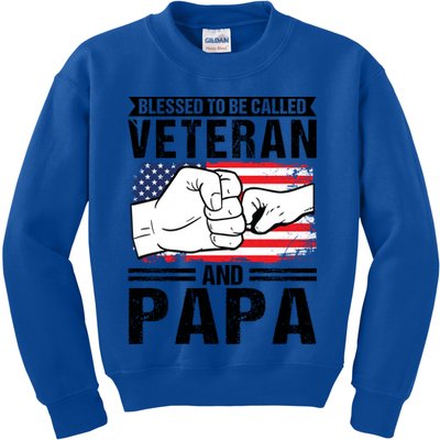 Blessed To Be Called Veteran And Papa Grandfather Gift Kids Sweatshirt