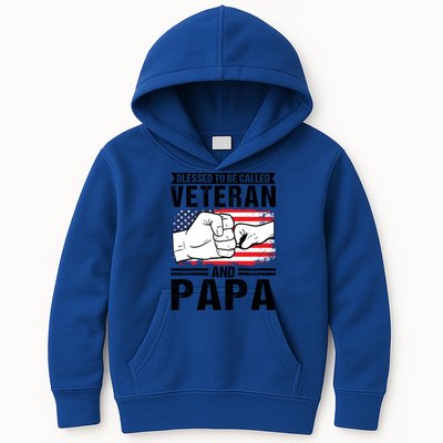 Blessed To Be Called Veteran And Papa Grandfather Gift Kids Hoodie