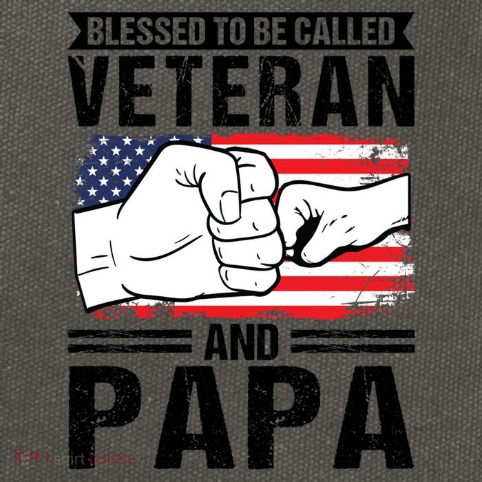 Blessed To Be Called Veteran And Papa Grandfather Gift Cotton Canvas Backpack