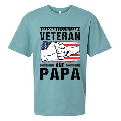 Blessed To Be Called Veteran And Papa Grandfather Gift Sueded Cloud Jersey T-Shirt