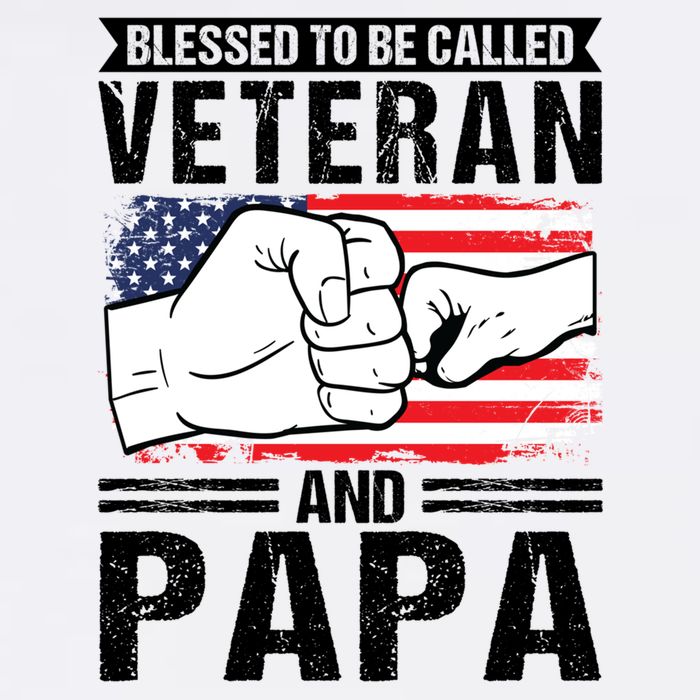 Blessed To Be Called Veteran And Papa Grandfather Gift Garment-Dyed Sweatshirt