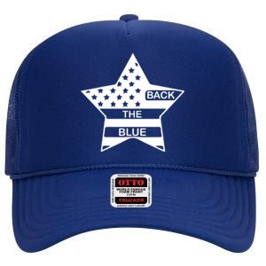 Back The Blue High Crown Mesh Back Trucker Hat