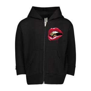 Biting The Bullet Red Lipstick Lips Gift Toddler Zip Fleece Hoodie