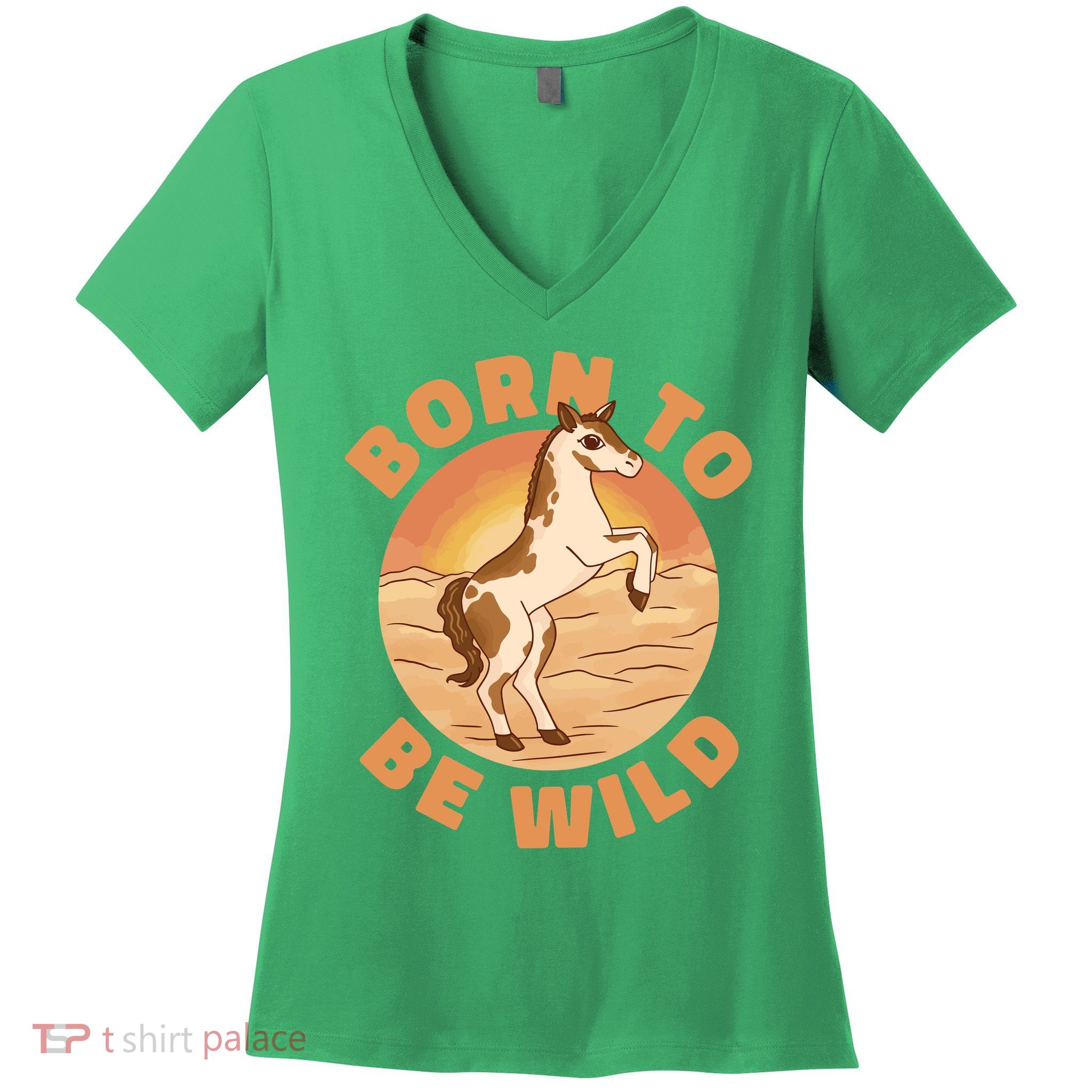 Born To Be Wild Horse Sunset Women's V-Neck T-Shirt