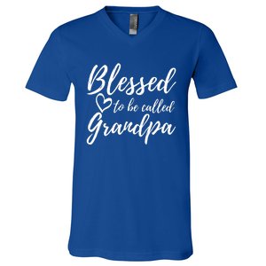 Blessed To Be Called Grandpa Gift Christmas Papa Gift V-Neck T-Shirt