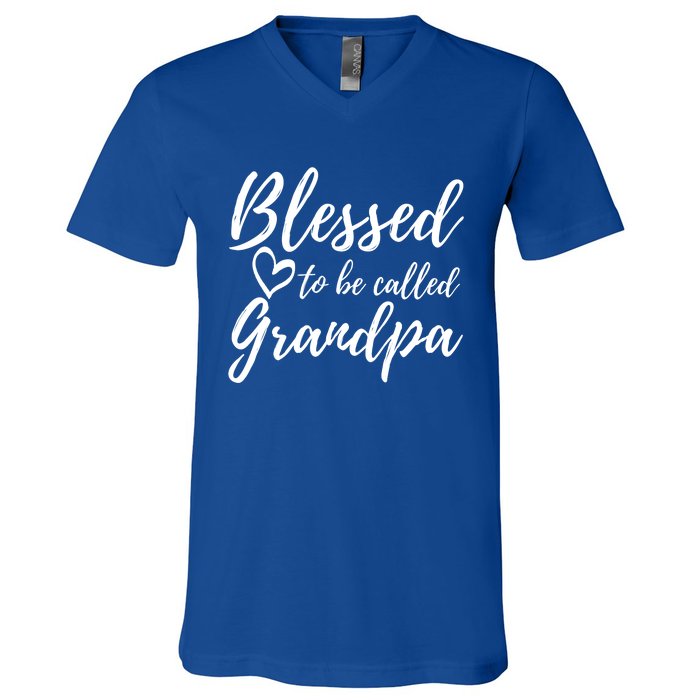 Blessed To Be Called Grandpa Gift Christmas Papa Gift V-Neck T-Shirt