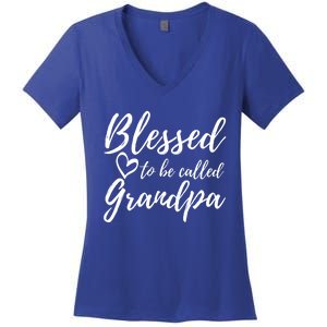 Blessed To Be Called Grandpa Gift Christmas Papa Gift Women's V-Neck T-Shirt