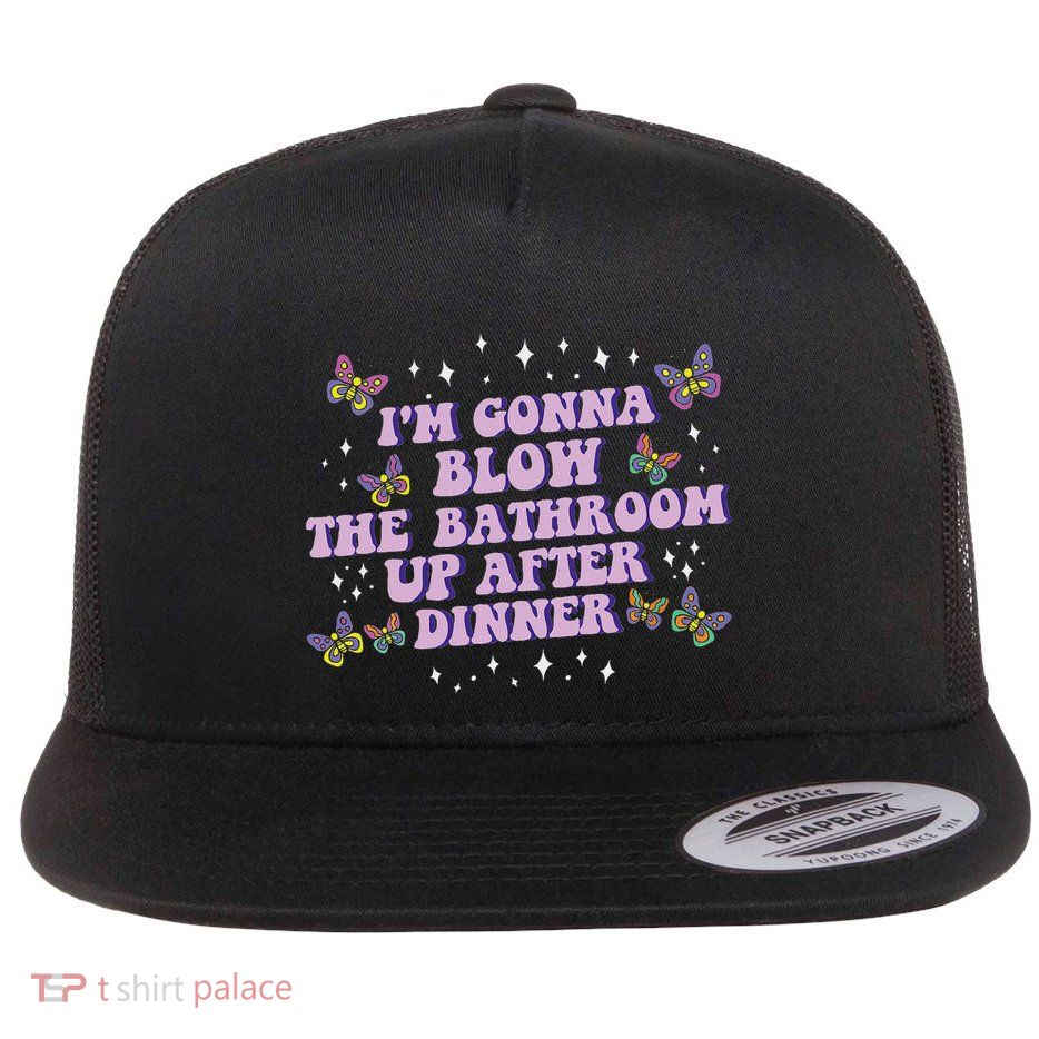 Blow The Bathroom Adult Humor Inappropriate Offensive Flat Bill Trucker Hat