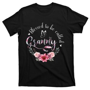 Blessed To Be Called Grammy Floral Decor Grandma T-Shirt