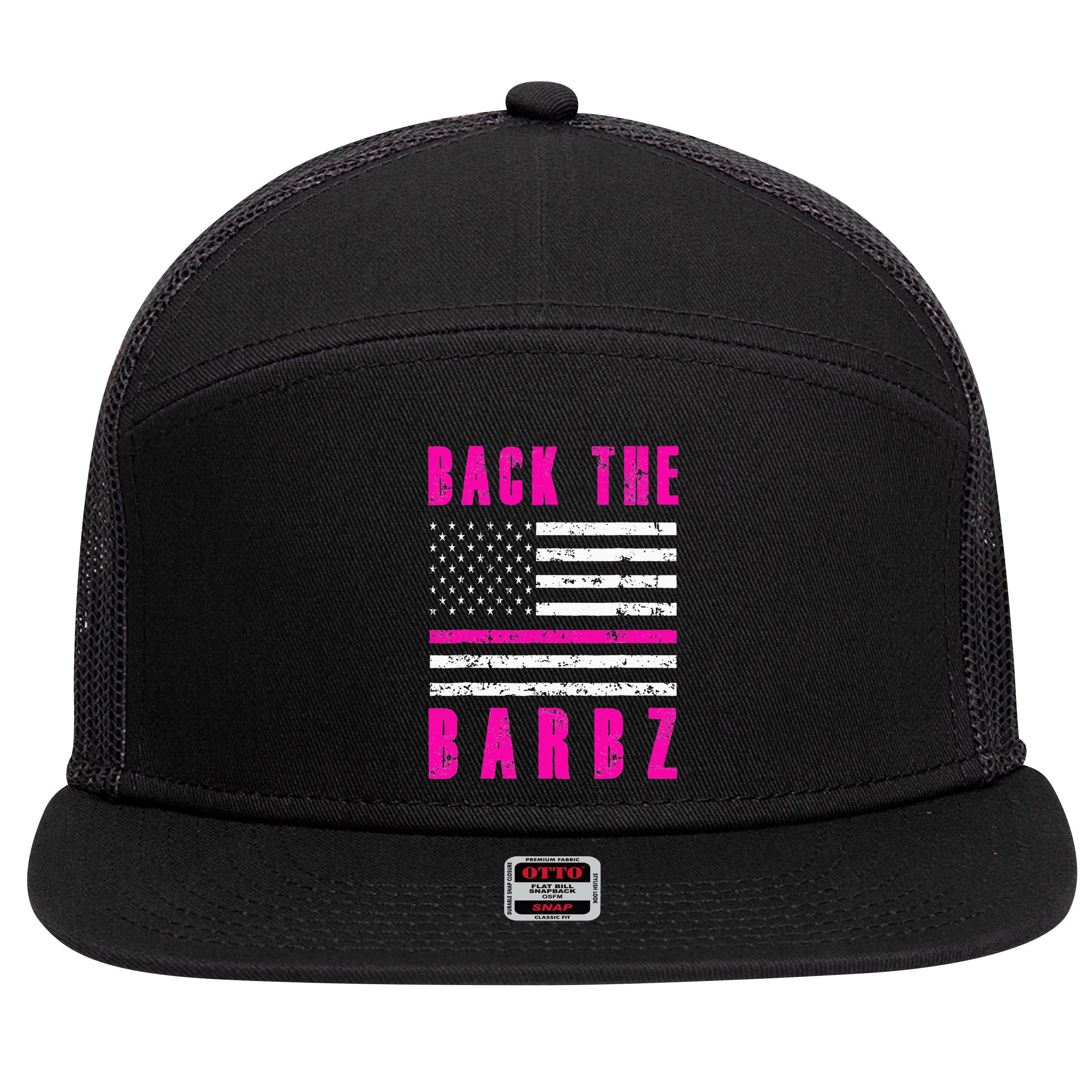 Back The Barbz Flag Love Barbs 4th Of July 7 Panel Mesh Trucker Snapback Hat