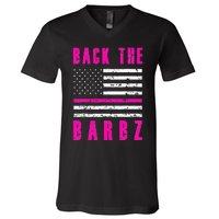 Back The Barbz Flag Love Barbs 4th Of July V-Neck T-Shirt