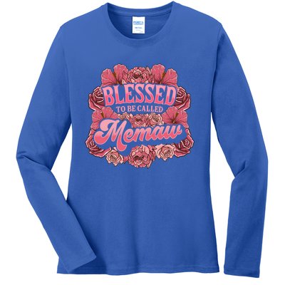 Blessed To Be Called Memaw Floral Cute Mothers Day Funny Gift Ladies Long Sleeve Shirt