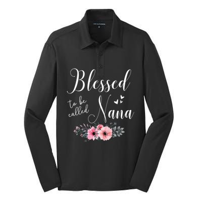 Blessed To Be Nana Women Grandma MotherS Day Christmas Silk Touch Performance Long Sleeve Polo