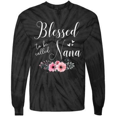 Blessed To Be Nana Women Grandma MotherS Day Christmas Tie-Dye Long Sleeve Shirt