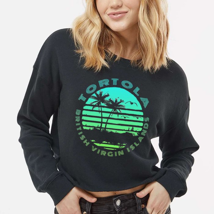 Bvi Tortola British Caribbean Island Souvenir Cropped Pullover Crew