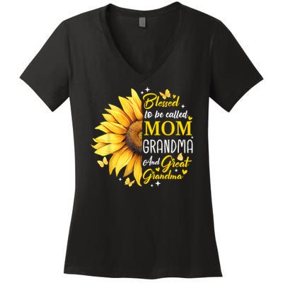 Blessed To Be Called Mom Grandma Great Grandma Mother's Day Women's V-Neck T-Shirt