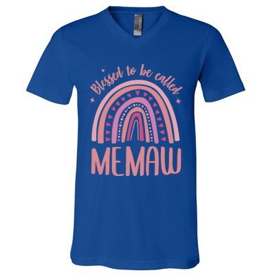 Blessed To Be Called Memaw Idea Mothers Day Memaw Meaningful Gift V-Neck T-Shirt