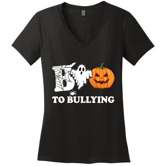 Boo To Bullying Ghost Anti Bully Unity Day Women's V-Neck T-Shirt