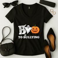 Boo To Bullying Ghost Anti Bully Unity Day Women's V-Neck T-Shirt