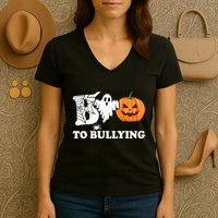 Boo To Bullying Ghost Anti Bully Unity Day Women's V-Neck T-Shirt