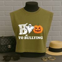 Boo To Bullying Ghost Anti Bully Unity Day Garment-Dyed Women's Muscle Tee