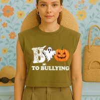 Boo To Bullying Ghost Anti Bully Unity Day Garment-Dyed Women's Muscle Tee