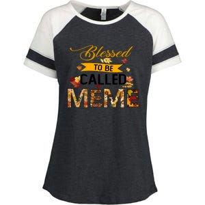 Blessed To Be Called Meme Autum Halloween Grandma Meaningful Gift Enza Ladies Jersey Colorblock Tee