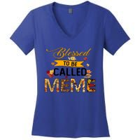 Blessed To Be Called Meme Autum Halloween Grandma Meaningful Gift Women's V-Neck T-Shirt