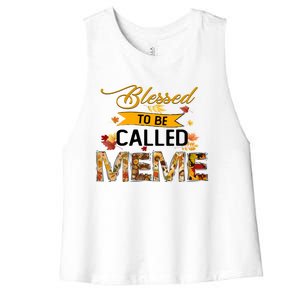 Blessed To Be Called Meme Autum Halloween Grandma Meaningful Gift Women's Racerback Cropped Tank