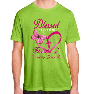 Blessed To Be Called Breast Cancer Survivor Pink Butterfly Adult ChromaSoft Performance T-Shirt