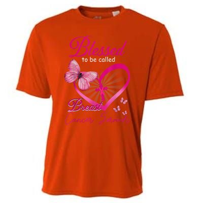 Blessed To Be Called Breast Cancer Survivor Pink Butterfly Cooling Performance Crew T-Shirt