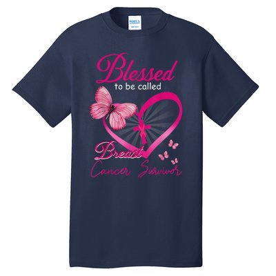 Blessed To Be Called Breast Cancer Survivor Pink Butterfly Tall T-Shirt