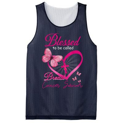 Blessed To Be Called Breast Cancer Survivor Pink Butterfly Mesh Reversible Basketball Jersey Tank