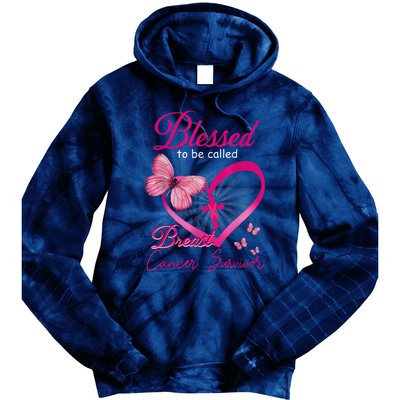 Blessed To Be Called Breast Cancer Survivor Pink Butterfly Tie Dye Hoodie