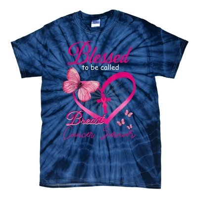 Blessed To Be Called Breast Cancer Survivor Pink Butterfly Tie-Dye T-Shirt