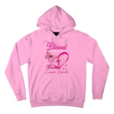 Blessed To Be Called Breast Cancer Survivor Pink Butterfly Hoodie