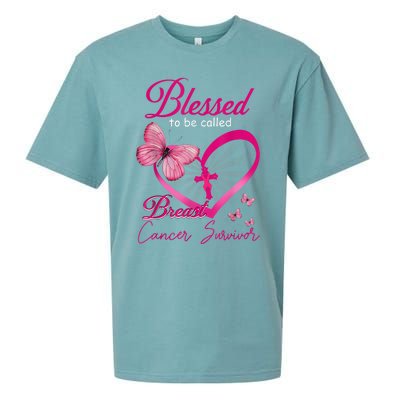 Blessed To Be Called Breast Cancer Survivor Pink Butterfly Sueded Cloud Jersey T-Shirt