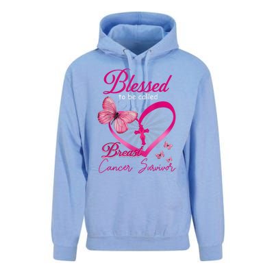 Blessed To Be Called Breast Cancer Survivor Pink Butterfly Unisex Surf Hoodie